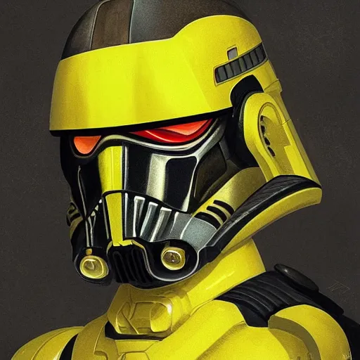 Image similar to portrait of a man by greg rutkowski, nat skywalker, wearing a yellow and black tactical gear, star wars expanded universe, highly detailed portrait, he is about 6 0 years old, digital painting, artstation, concept art, smooth, sharp foccus ilustration, artstation hq