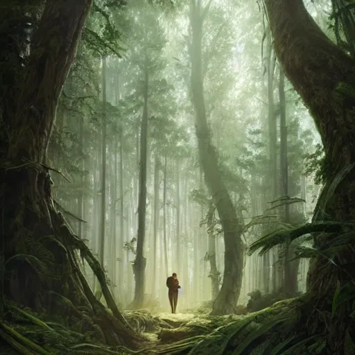 Prompt: a man gets lost in the forest 1 0, 0 0 0 years ago, realistic, high definition, 4 k, shimmering color, hyper detailed, art of greg rutkowski and magali villeneuve and artgerm