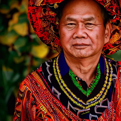 Prompt: A Portrait Photo of Trump wearing batik from Indonesia, award winning photography, sigma 85mm Lens F/1.4, blurred background, perfect faces