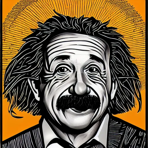 Image similar to portrait of albert einstein in front of a space - time diagram, by laurie greasley