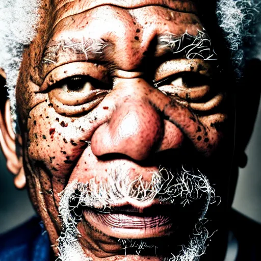 Image similar to photograph portrait of Morgan Freeman, intricate detail, sigma 85mm f/1.4, 4k, depth of field, high resolution, 4k, 8k, hd, full color