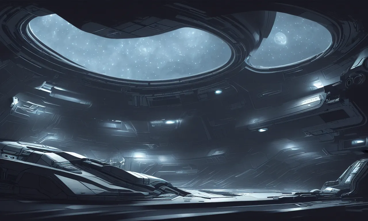 Image similar to Prometheus spaceship interior, evening, detailed matte painting, Lisa Gonzalez, Artstation