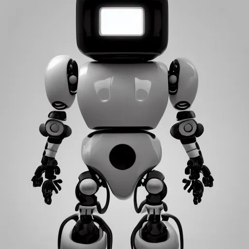 Image similar to a black and white photo of a robot, an ambient occlusion render by senior character artist, featured on zbrush central, toyism, zbrush, sketchfab, ambient occlusion