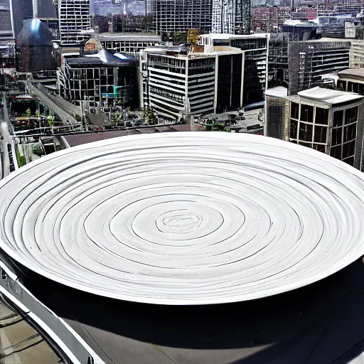 Image similar to giant dish in the middle of a city