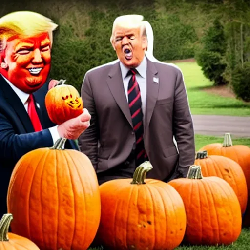 Prompt: Trump eating a pumpkin, hyper realistic, HD, HQ, photo realistic