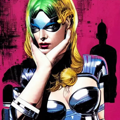 Image similar to female android, by DC comics and Sandra Chevrier