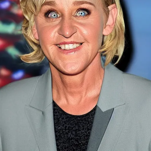 Prompt: ellen degeneres mixed with jay leno