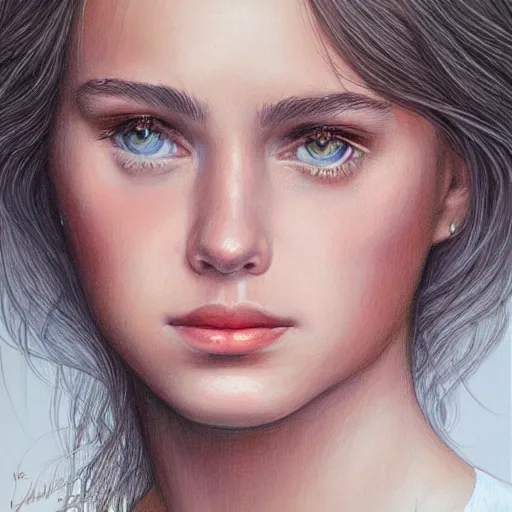Prompt: beautiful girl portrait by magali villeneuve