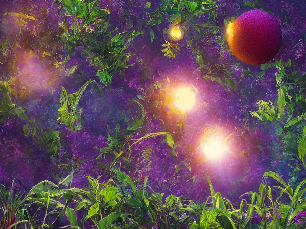 Image similar to sunlight study, the universe is a spheroid region 7 0 5 meters in diameter, art nouveau, kauai wildflower undergrowth, by jan davidz de heem and ( ( ( ( ( lisa frank ) ) ) ) ), 8 k, sharp focus, octane render