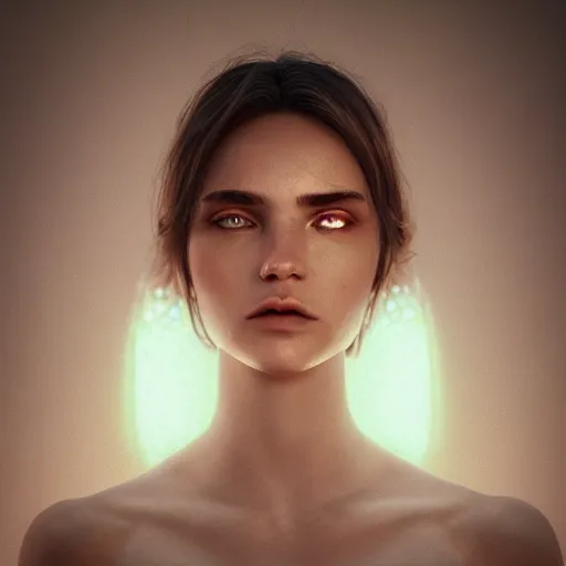 Image similar to portrait art of female angel, art by alessio albi 8 k ultra realistic, angel wings, lens flare, atmosphere, glow, detailed, intricate, full of colour, led lighting, trending on artstation, 4 k, hyperrealistic, focused, extreme details, unreal engine 5, masterpiece