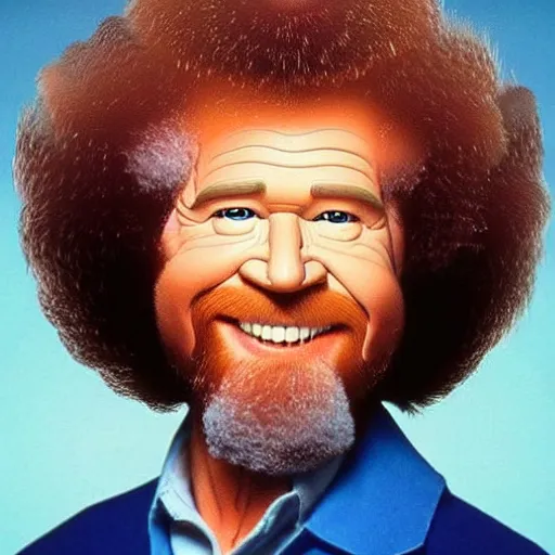 Image similar to screaming bob ross looks like a tree