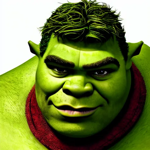 Image similar to portrait photograph of a beautiful handsome perfect shrek with majestic thick curly brown hair and an extremely chiseled jawline with sharp jagged cheekbones and a strong symmetrical facial structure with decently big lips realistic hyperrealistic 4 k resolution 8 k resolution highly detailed very detailed extremely detailed hd quality detailed face very detailed face extremely detailed face trending on artstation