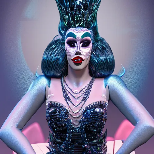 Image similar to the drag queen, 4 k, intricate detailed, jaw dropping, gorgeous, surreal, octane render