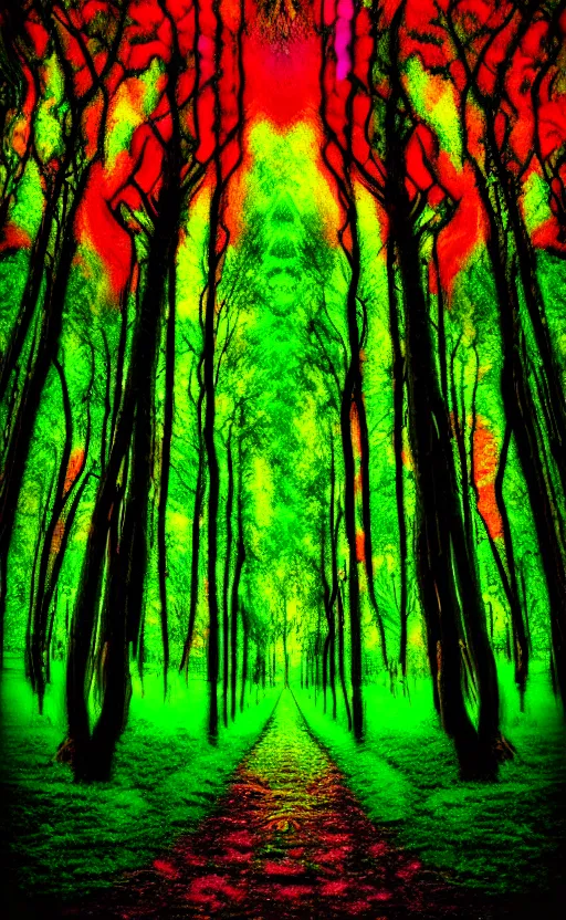 Image similar to trippy psychedelic enchanged forest