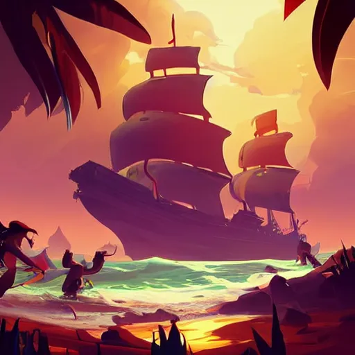 Image similar to painting treasure on sea of thieves game smooth median photoshop filter cutout vector, behance hd by jesper ejsing, by rhads, makoto shinkai and lois van baarle, ilya kuvshinov, rossdraws global illumination