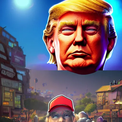 Image similar to photo realistic, dynamic lighting, artstation, poster, worlds collide, donald trump, where is waldo, where is trump, epic scale, by sylvain sarrailh, by studio ghibli, trending on artstation, color theory, volumetric lighting, 8 k, award winning