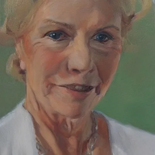 Image similar to a portrait of Judi Bowker wearing::close up::artist John Sargent::very detailed