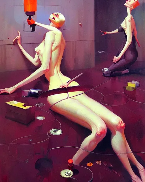 Prompt: centrally planned economies are upended by out of control population. their escape valve is eugenics. in he style of adrian ghenie, esao andrews, jenny saville, edward hopper, surrealism, dark art by james jean