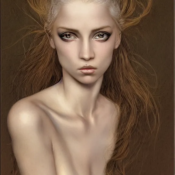 Prompt: a highly detailed portrait in the style of john currin and in the style of luis royo.