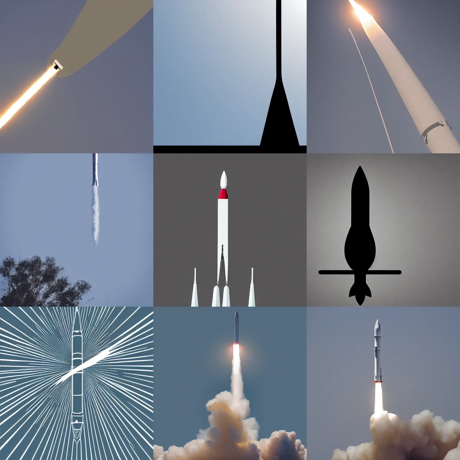 Prompt: Cool minimalist design depicting a rocket launch