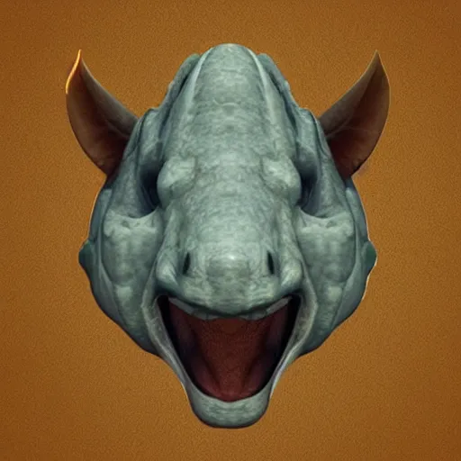 Image similar to simplified triceratops head cute, popular on artstation, popular on deviantart, popular on pinterest