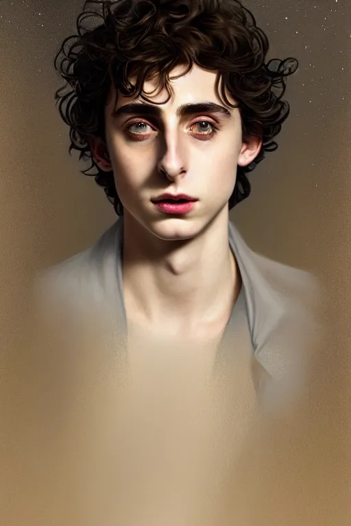 Image similar to portrait of timothee chalamet as dream of the endless, the sandman, grey clothes, in persian temple wet night, sci - fi and fantasy, intricate and very very beautiful and elegant, highly detailed, digital painting, artstation, concept art, smooth and sharp focus, illustration, art by tian zi and wlop and alphonse mucha