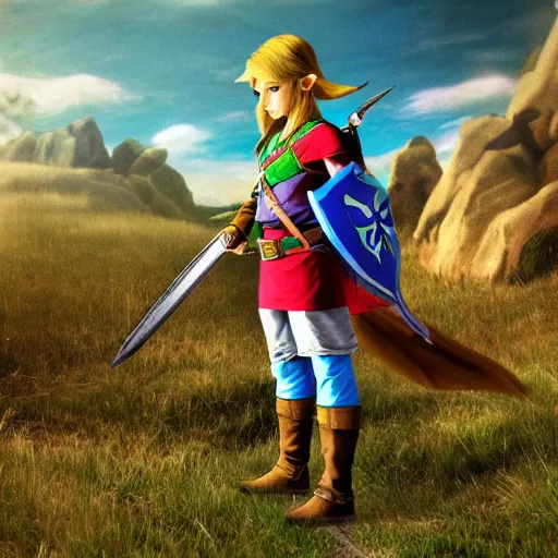 Image similar to real images from Hyrule from The Legend of Zelda, hyperrealistic photorealistic humans