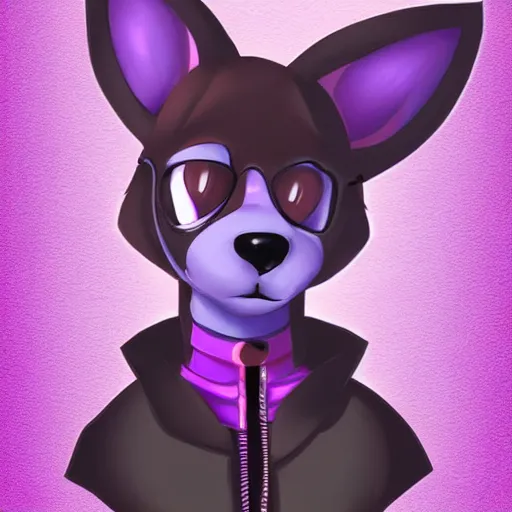 Prompt: furry ( fandom ) art of an anthropomorphic purple dog with antennas, digital art, painting, trending on furaffinity