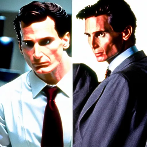 Image similar to patrick bateman as a giga chad