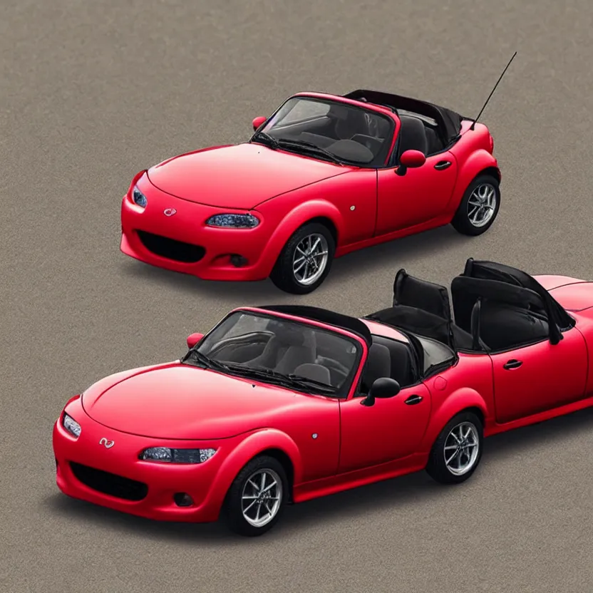 Prompt: miata mx 5, 9 0 s miata pop up, kyza saleem, realistic, 4 k, red