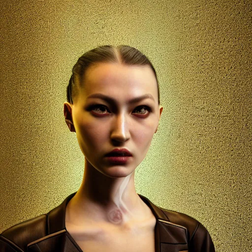 Prompt: hyperrealism aesthetic photography in araki nobuyoshi style quntum computer simulation visualisation of parallel universe cyberpunk scene with beautiful detailed ukrainian woman with detailed face and perfect eyes wearing ukrainian traditional shirt and wearing retrofuturistic sci - fi neural interface designed by josan gonzalez. hyperrealism photo on pentax 6 7, by giorgio de chirico volumetric natural light rendered in blender