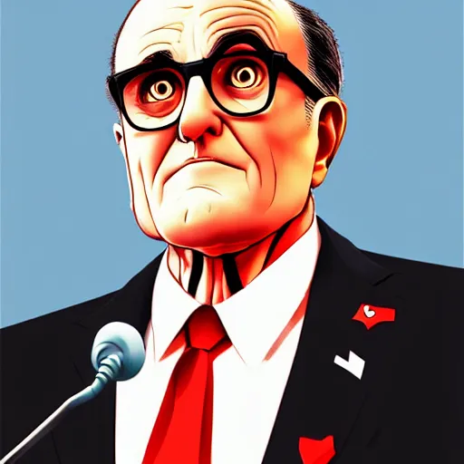 Image similar to cute rudy giuliani, in the style of ilya kuvshinov, high quality digital art