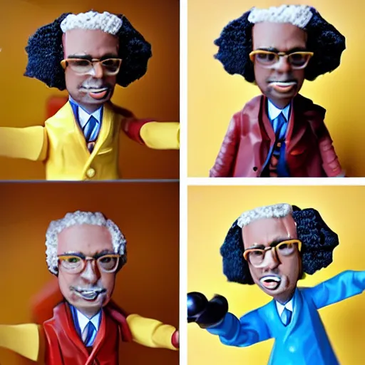 Prompt: maya angelou cosplay isaac newton, stop motion vinyl action figure, plastic, toy, butcher billy style