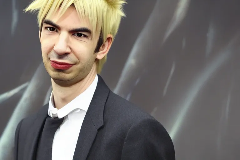 Image similar to live action film still of nathan fielder playing cloud strife in the new sci - fi movie