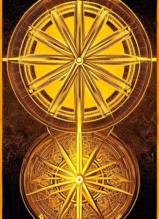 Prompt: symmetry!! abstract golden compass, poster, intricate, elegant, highly detailed, digital painting, artstation, concept art, smooth, sharp focus, illustration, art by artgerm