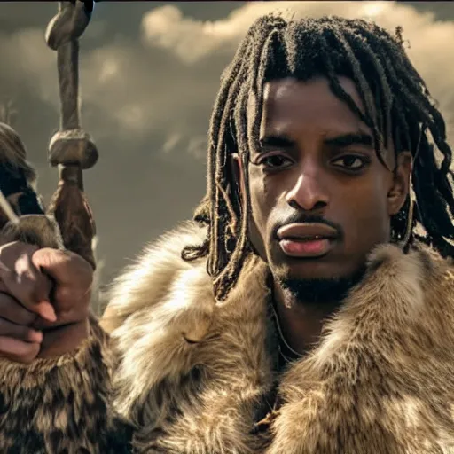 Image similar to playboi carti in vikings 4 k the detailed super realistic