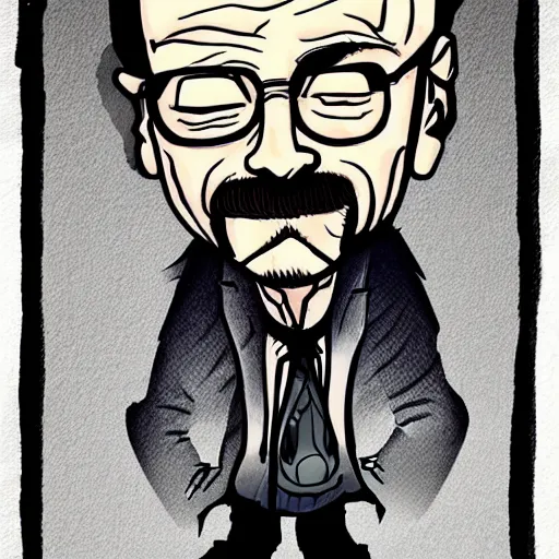 Image similar to walter white in the style of tim burton