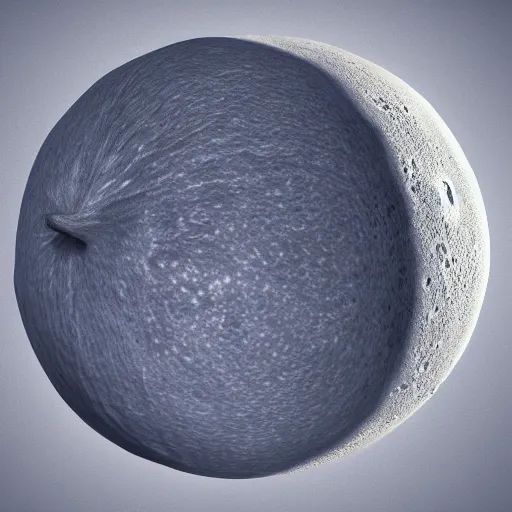 Image similar to 3 d render of an apple shaped moon