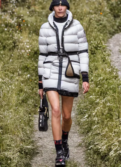 Image similar to hyperrealistic and heavy detailed moncler runway show of walmart, leica sl 2 5 0 mm, vivid color, high quality, high textured, real life