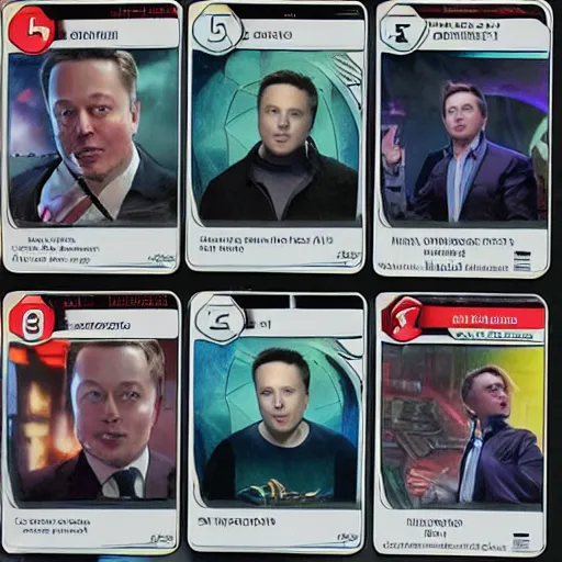 Image similar to elon musk, the trading card game