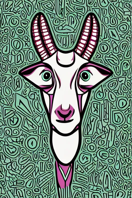 Image similar to Drug addict goat, sticker, andromorphic, colorful, illustration, highly detailed, simple, smooth and clean vector curves, no jagged lines, vector art, smooth