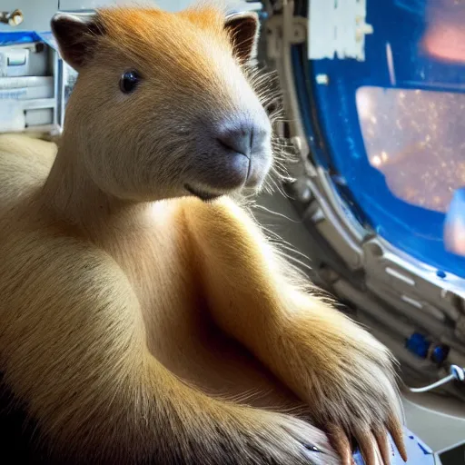 Image similar to a capybara astronaut, HD photography