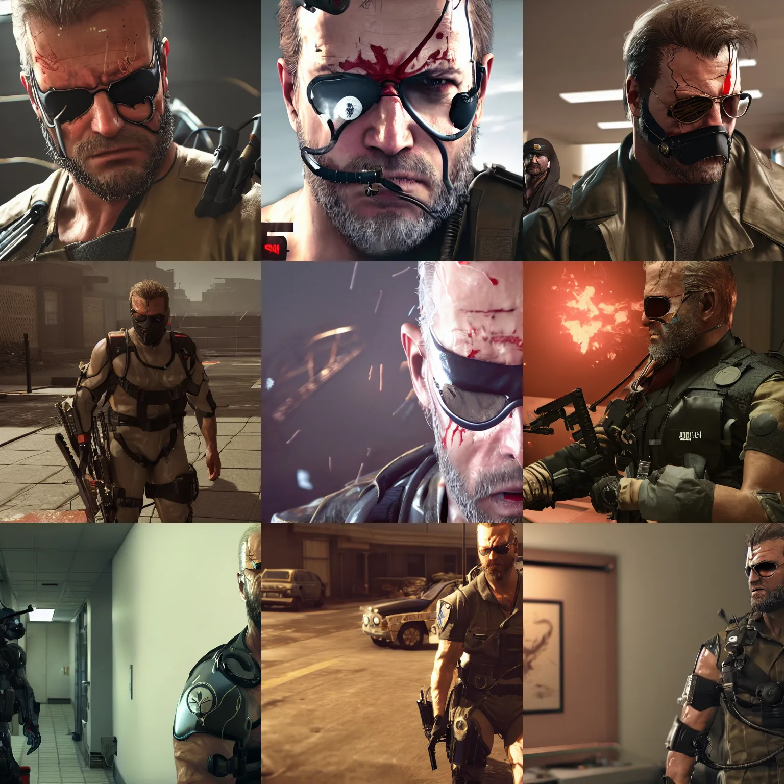 Prompt: MGSV Punished Venom Snake (played by Joe Biden) in a nursing home, 4k, 8k, Unreal Engine, trending ArtStation