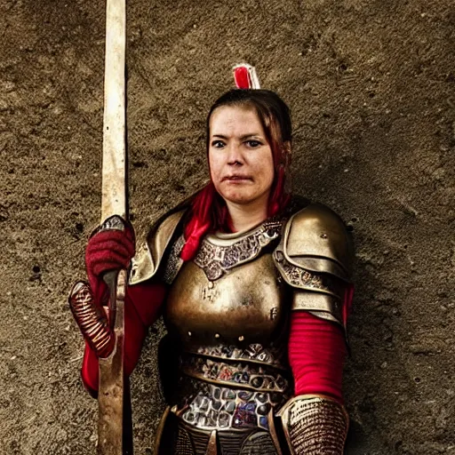 Image similar to photo of a female warrior with ruby encrusted armour