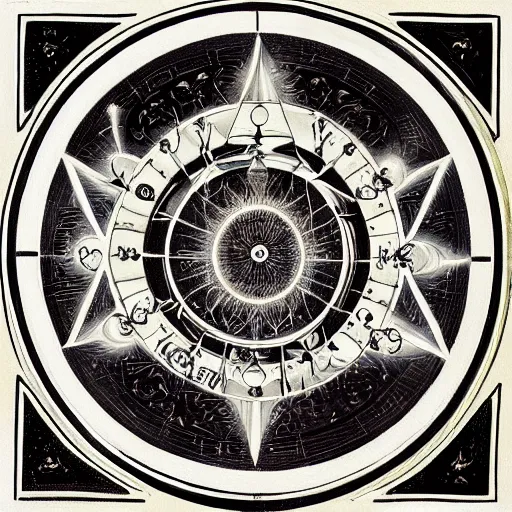 Image similar to night of the ophanim is a painting featuring the angel's heavenly interlocking gemma's astronomical equinoctal sundial rings concentric wheels engraved with eyes