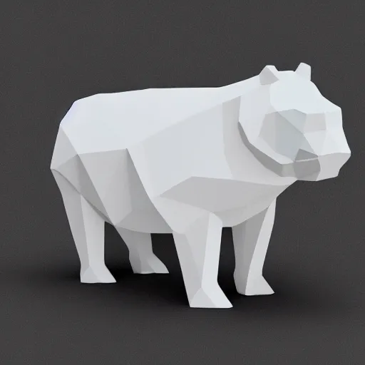 Prompt: low polygon render of a hippo on a white background, isometric 3 d, ultra hd