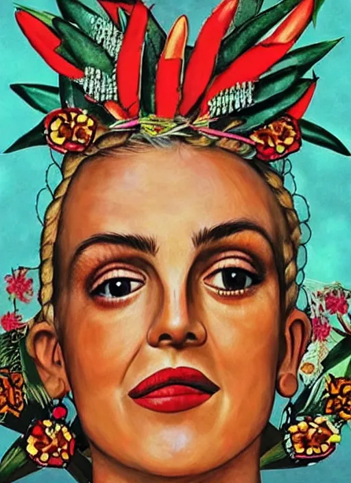 Prompt: Britney Spears in Frida Kahlo style