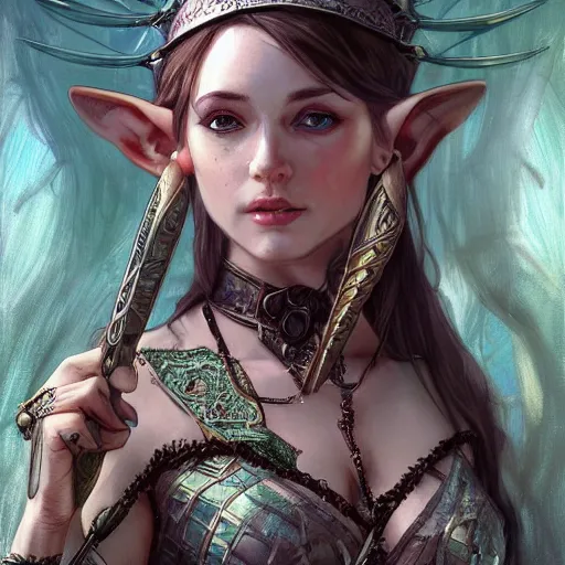 Prompt: a elf archer, cute, fantasy, intricate, elegant, highly detailed, centered, digital painting, artstation, concept art, smooth, sharp focus, illustration, art by artgerm and H R Giger and alphonse mucha