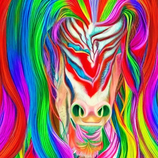 Prompt: portrait of a beautiful chinese cragon with long colorful flowing mane detailed painting 4 k