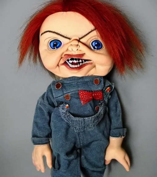 Image similar to a really cute version of the doll chucky